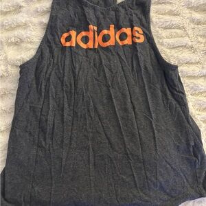 Adidas Charcoal Tank with Vibrant Orange Logo